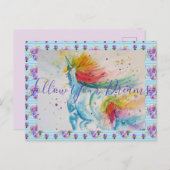 Carte Postale Peinture Unicorn Suivez vos rêves PostCard (Devant / Derrière)