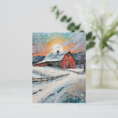 Carte Postale Peinture unique de grange d'hiver (Debout devant)