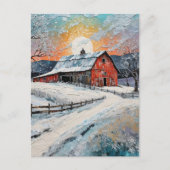 Carte Postale Peinture unique de grange d'hiver (Devant)
