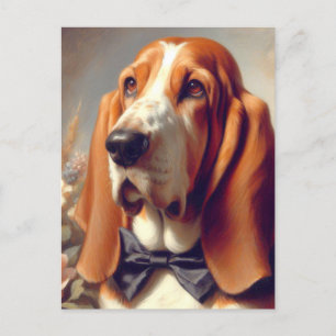 Carte Postale Peinture vintage à la hache Basset