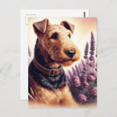 Carte Postale Peinture vintage Airedale Terrier (Devant / Derrière)