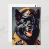 Carte Postale Peinture vintage de berger allemand noir (Devant / Derrière)