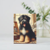 Carte Postale Peinture vintage de chien de garde (Debout devant)