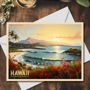 Carte Postale Peinture vintage de paradis tropical de plage d'Ha