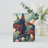 Carte Postale Peinture vintage Doberman (Debout devant)