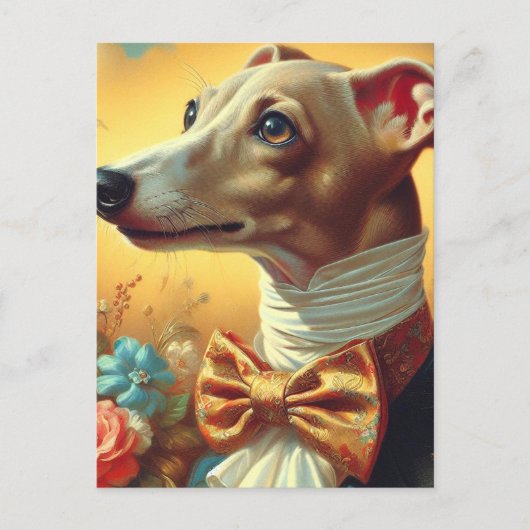Carte Postale Peinture vintage italienne Greyhound Dog (Devant)