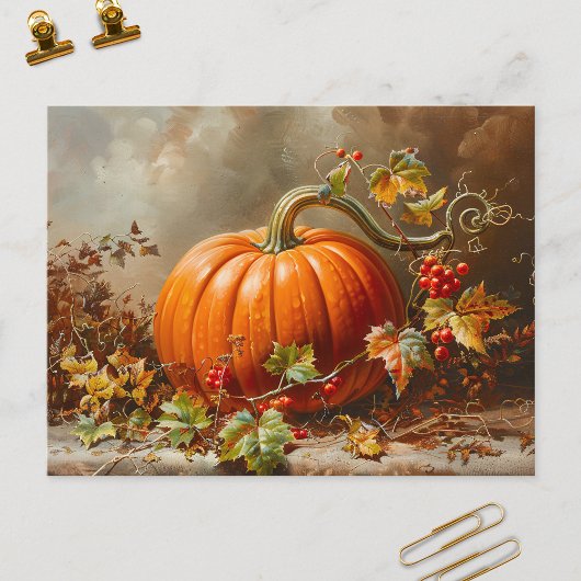 Carte Postale Peinture vintage orange Citrouille