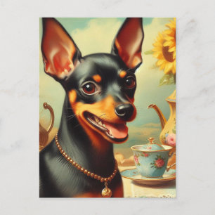 Carte Postale Peinture vintage Pinscher
