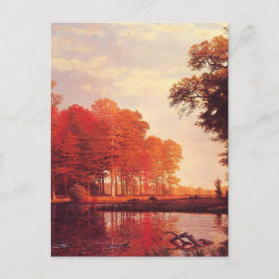 Carte Postale Peinture vintage sur étang d'automne