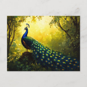 Carte Postale Peinture vive d'un paon