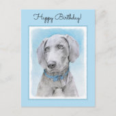 Carte Postale Peinture Weimaraner - Joli art original chien (Devant)
