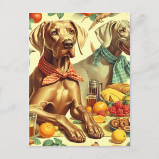 Carte Postale Peinture Weimaraner vintage