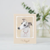 Carte Postale Peinture Whippet - Jolie art original chien (Debout devant)