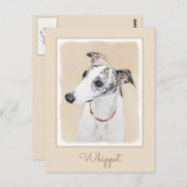 Carte Postale Peinture Whippet - Jolie art original chien (Devant / Derrière)