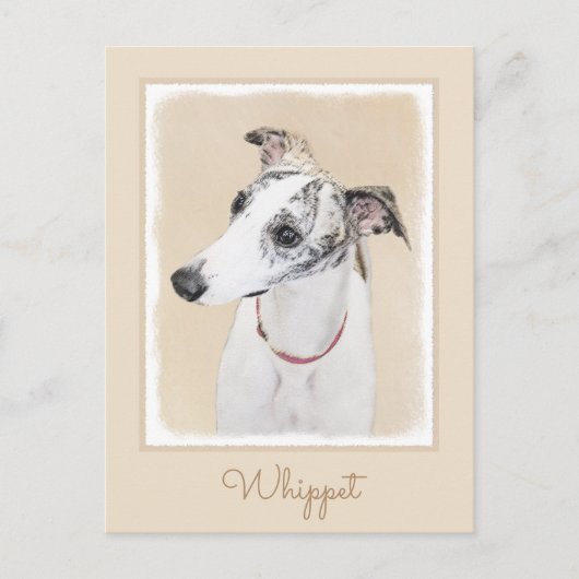 Carte Postale Peinture Whippet - Jolie art original chien (Devant)
