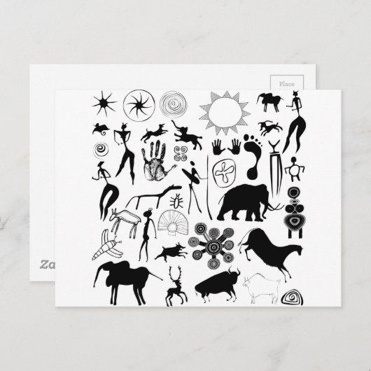 Carte Postale Peintures rupestres - art primitif (Devant / Derrière)