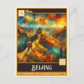 Carte Postale Pékin, Chine | Peinture Vintage (Devant)