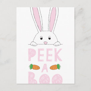 Carte Postale Peking rose et blanc Bunny Pâques Peek-A-Boo