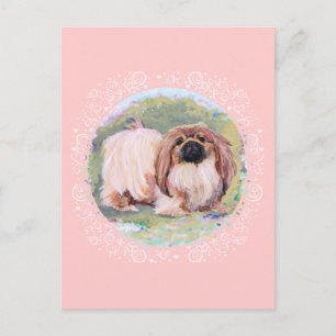 Carte Postale Pekingese Pretty en rose