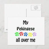 Carte Postale Pekingese Walks Design (Devant / Derrière)