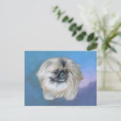 Carte Postale Pékinois Lily sur Bleu (Debout devant)