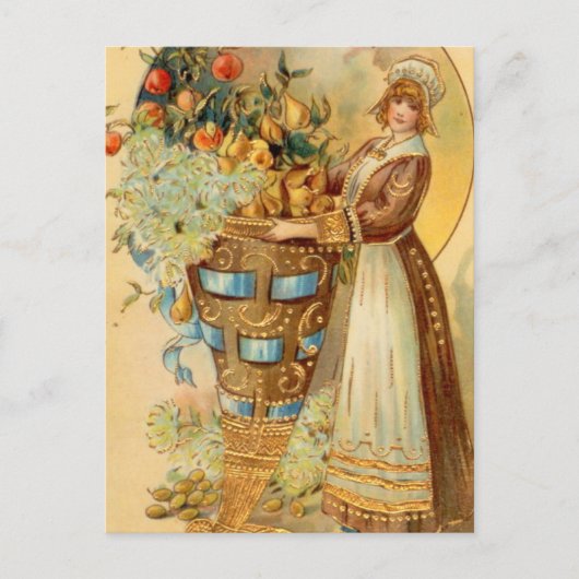 Carte Postale Pèlerin avec Corne de récolte (Devant)