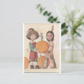 Carte Postale pèlerin et garçon indien (Debout devant)