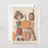 Carte Postale pèlerin et garçon indien (Devant / Derrière)