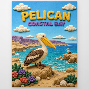Carte Postale Pélican, argile de baie côtière