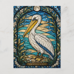 Carte Postale Pélican, vitrail Bay Shell