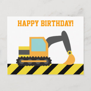 Carte Postale Pelle, Véhicule de Construction, Joyeux Anniversai