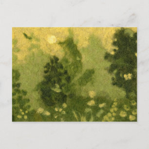 Carte Postale Pelouse d'été, peinture en laine, nuances vert pay