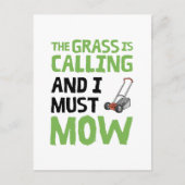 Carte Postale Pelouse Mower - L'Herbe est appelé et je dois mow (Devant)