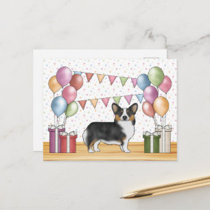 Carte Postale Pembroke Corgi Chien Tricolore Noir Pastel Anniver
