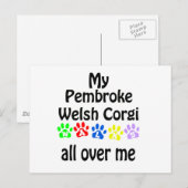 Carte Postale Pembroke Welsh Corgi Marche Design (Devant / Derrière)
