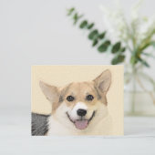 Carte Postale Pembroke Welsh Corgi Peinture - Art Chien original (Debout devant)