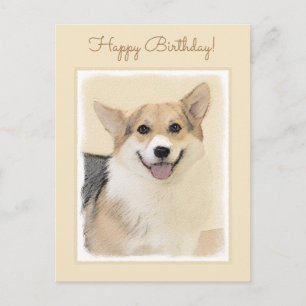 Carte Postale Pembroke Welsh Corgi Peinture - Art Chien original