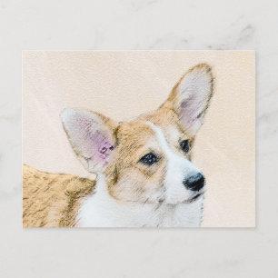 Carte Postale Pembroke Welsh Corgi Peinture - Art Chien original