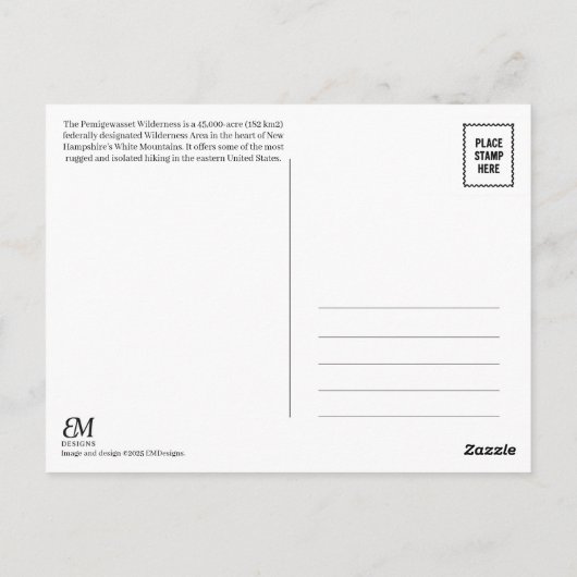 Carte Postale Pemigewasset Wilderness Postcard (Dos)