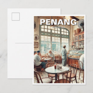 Carte Postale Penang Malaisie Maison shoppe Kopitiam Voyage