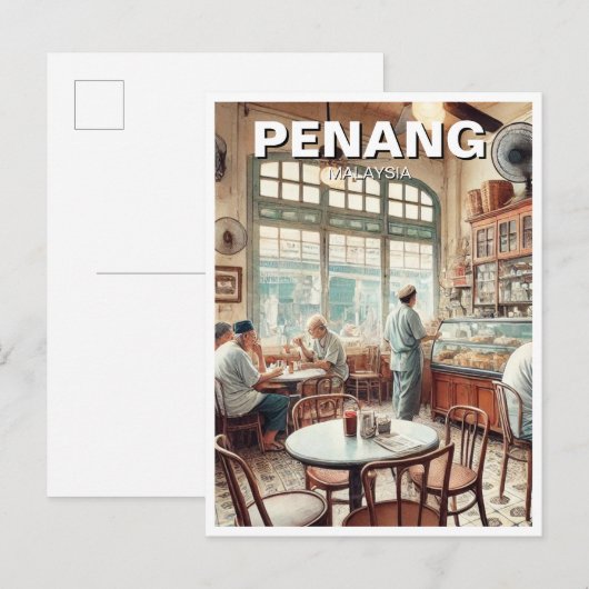 Carte Postale Penang Malaisie Maison shoppe Kopitiam Voyage (Devant / Derrière)
