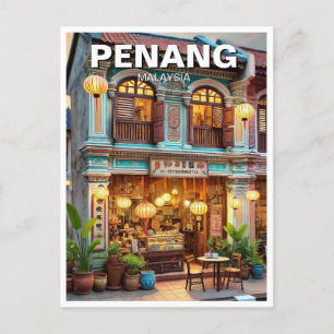 Carte Postale Penang Malaysia Shophouse Storefront Travel