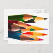 CARTE POSTALE PENCIL CRAYONS PENCILS COLORIS BRIGHT SCHOOL (Devant / Derrière)