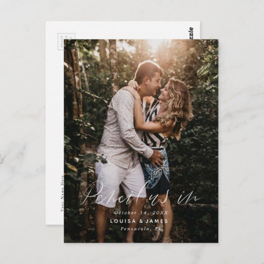 Carte Postale Pencil Us En Décontracté Enregistrer la date Photo (Devant / Derrière)