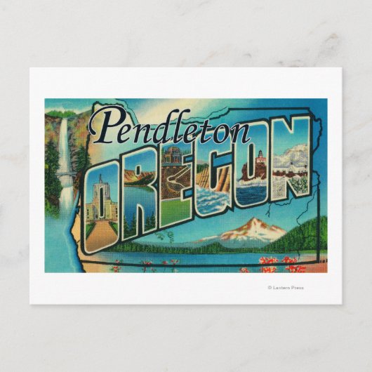 Carte Postale Pendleton, Oregon - Scènes de grandes lettres (Devant)