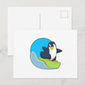 Carte Postale Penguin as Snowboarder with Sonowboard.PNG (Devant / Derrière)