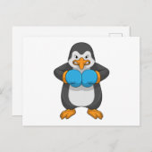 Carte Postale Penguin at Boxing with Boxing Gloves (Devant / Derrière)