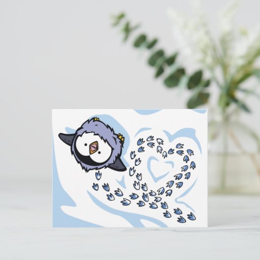 Carte postale Penguin Chick Snowprints (Debout devant)