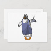 Carte Postale Penguin coiffeur avec ciseaux (Devant / Derrière)
