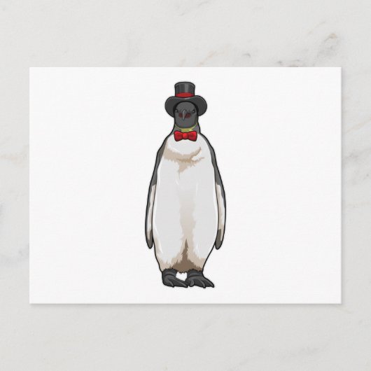 Carte Postale Penguin comme Gentleman avec Casquette (Devant)